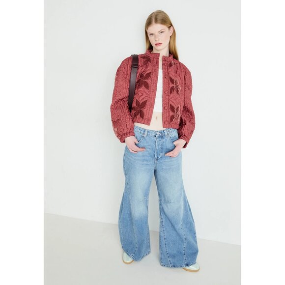 NWT Free People Quinn quilted red jacket in Marsala Red, S - Picture 12 of 16